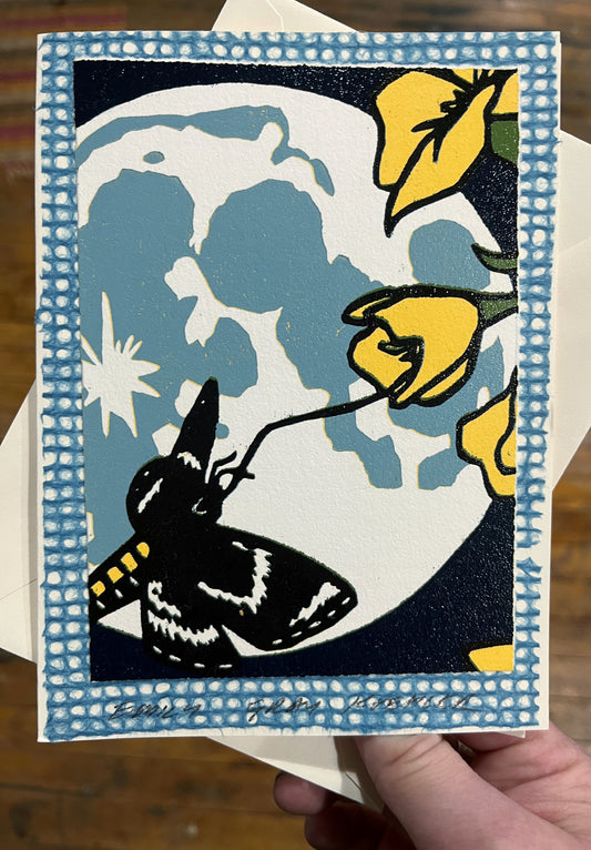 Hawk Moth and Moon Art Card