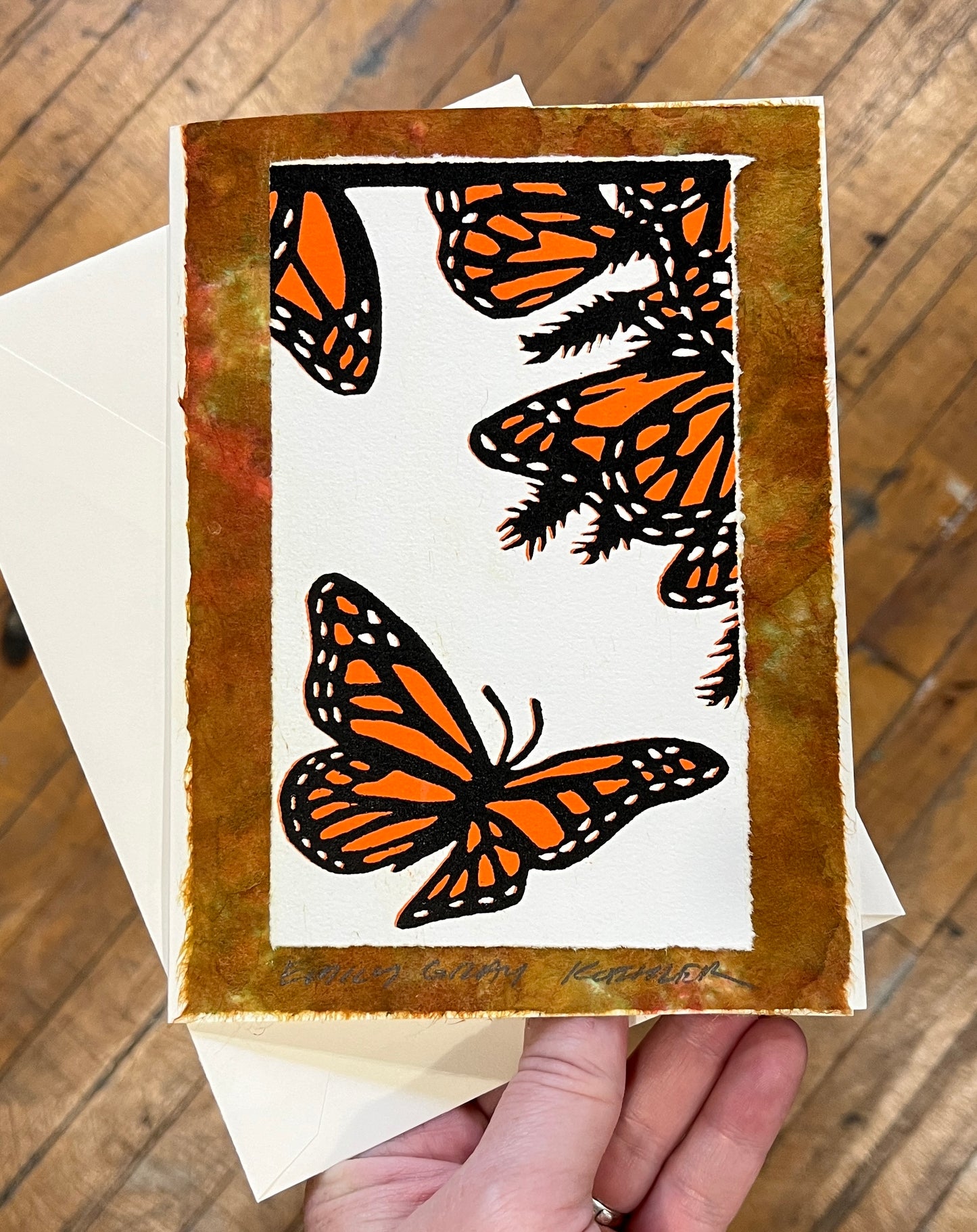 Monarch In Flight Art Card